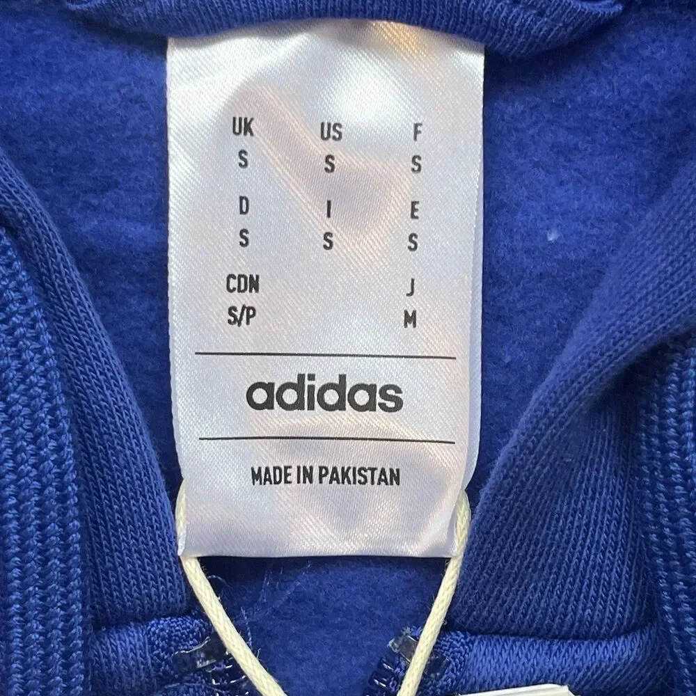 NWT Adidas Essentials French Terry 3-Stripes Full-Zip Hoodie Royal Blue Sz Small